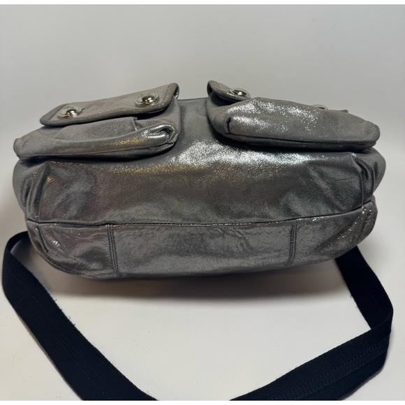 Coach Poppy Silver Metallic Double Pocket Satchel/Shoulder Bag #14561 – Y2K - Picture 6 of 14